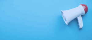 Megaphone on a blue background.