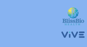 Bliss Bio Health and ViVE logos, highlighting sponsorship of the CSweetener Mentorship Breakfast at the ViVE healthcare innovation event.